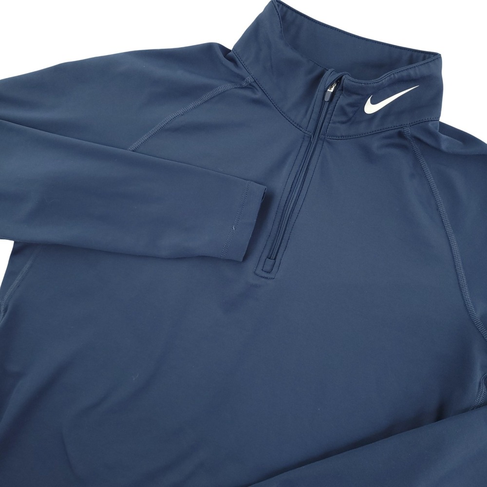 Nike Pro Combat Therma-FIT Pullover Womens XL Blue 1/4 Zip Long Sleeve Athletic